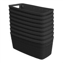 Curver Set van 8 Slanke 6.8L Jute Decoratieve Plastic Opbergmanden - Perfect voor Thuis, Kantoor, Kast en Keuken