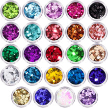 LEOBRO Purpurina Gruesa, 24 Colores para Manualidades, Resina, Lentejuelas, Maquillaje, Decoraciones de Fiesta