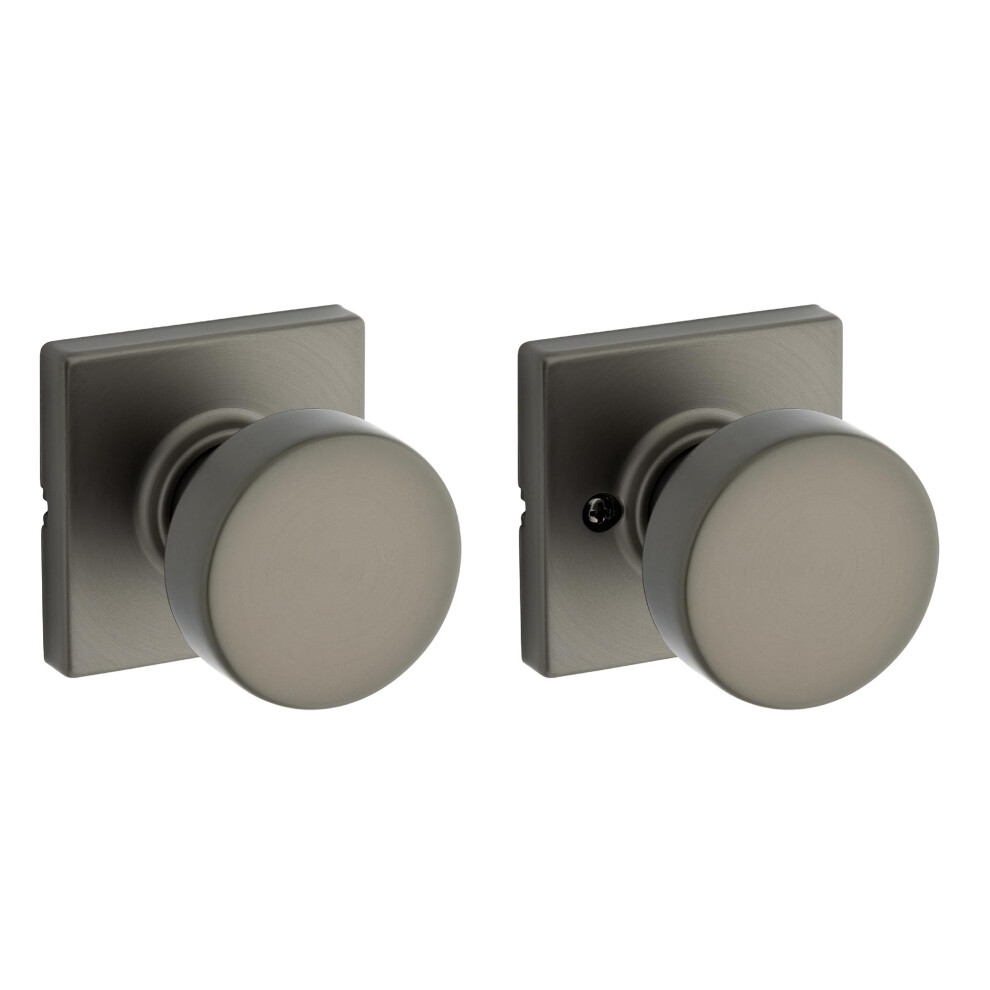 Photos - Door Handle Kwikset Pismo Interior Square Passage Door Knob, Handle for Closet and Hallway Doors, Non-Locking Doorknob, Gunmetal 97201-1