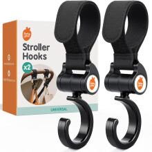 Baby Uma Kinderwagenhaken (2 Pack) - Open Haken met 360-Draaihals & Extra Sterke Band, Gemakkelijk Op en Af, Universeel, 11 lb Capaciteit
