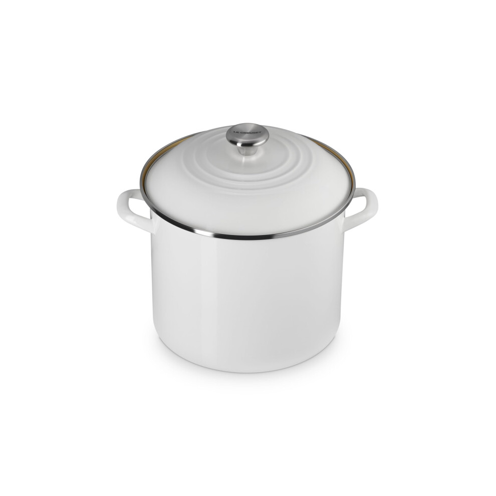 Le Creuset Enamel On Steel Traditional Stockpot, 12 Qt., With Stainless Steel Knob White