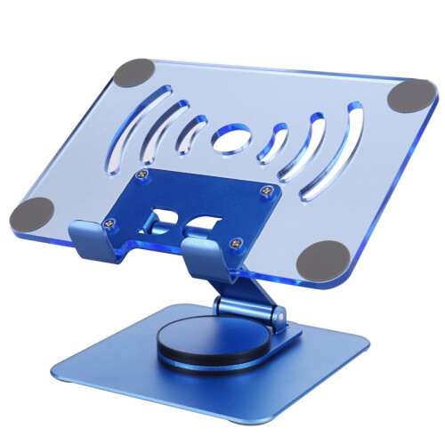 Suporte Giratório para Tablet 360 Ajustável, Suporte de Mesa Portátil em Acrílico para Tablets de Até 12,9 Polegadas, Azul