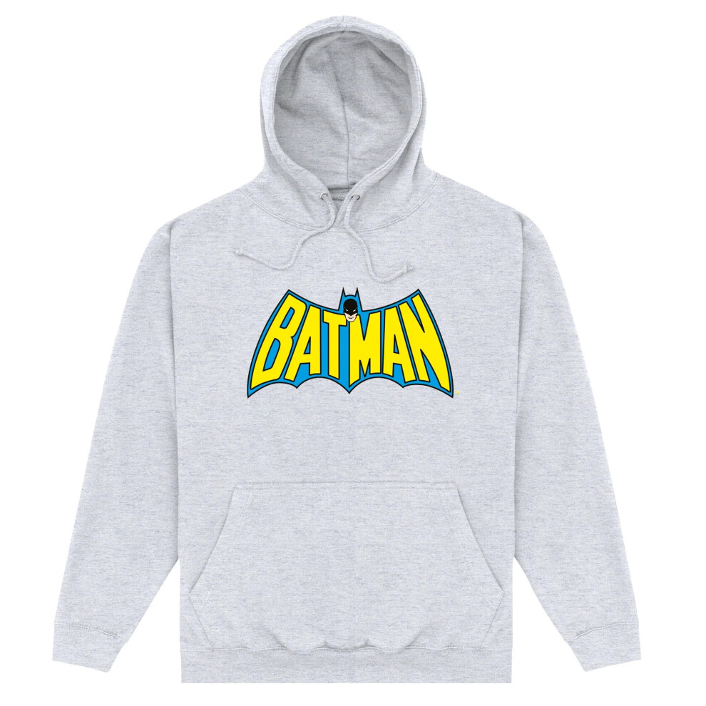 Batman (S, Heather ) Unisex Adult Og Logo Hoodie Grey