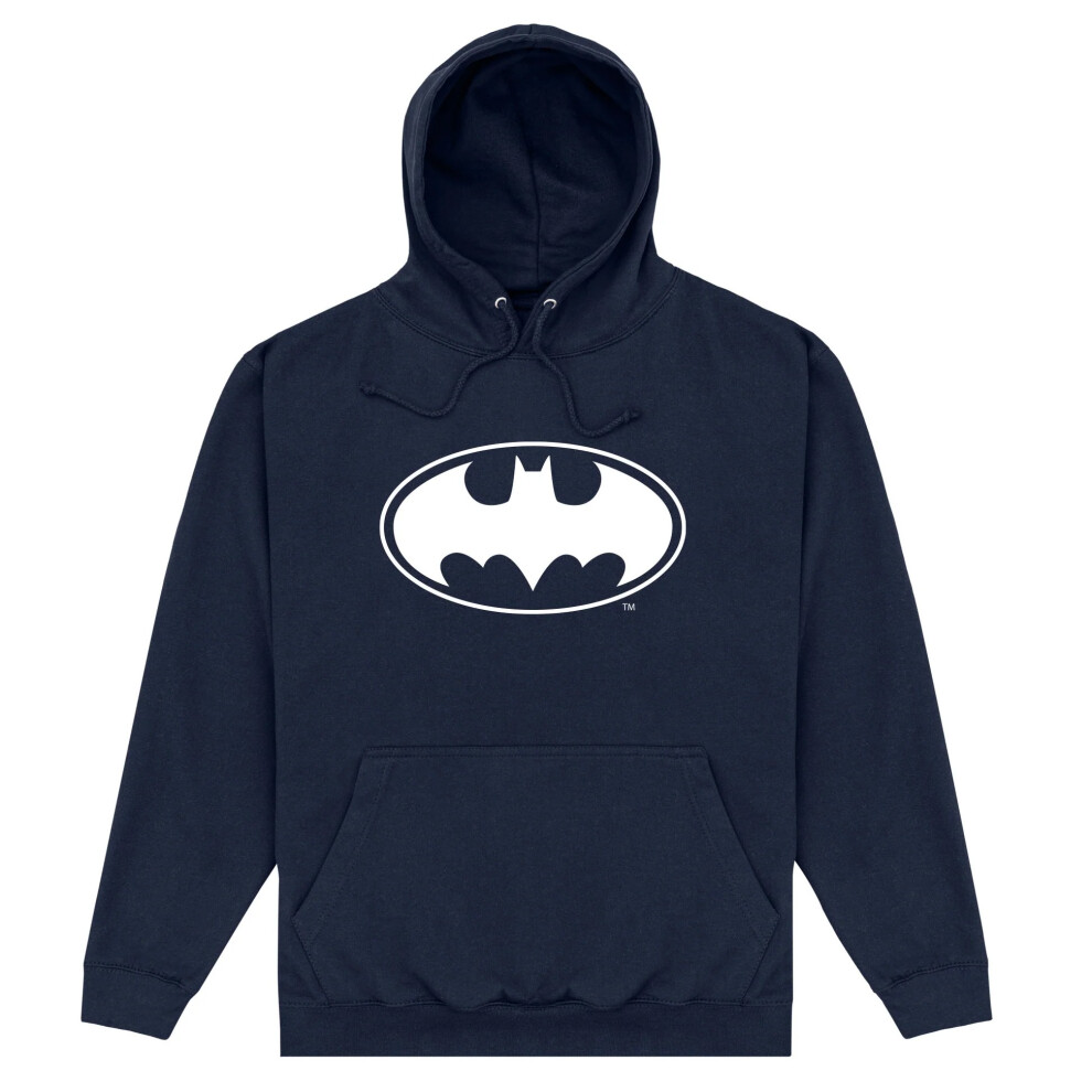 Batman (4Xl, Navy ) Unisex Adult Monochrome Logo Hoodie Blue
