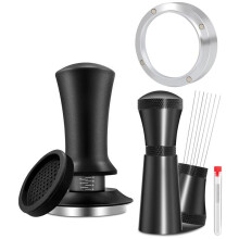 Kit de Acessórios para Café Expresso de 53 Mm, Calcador Calibrado com Mola, Ferramenta de Agulha de Aço Inoxidável e Conjunto de Funil de Dosagem