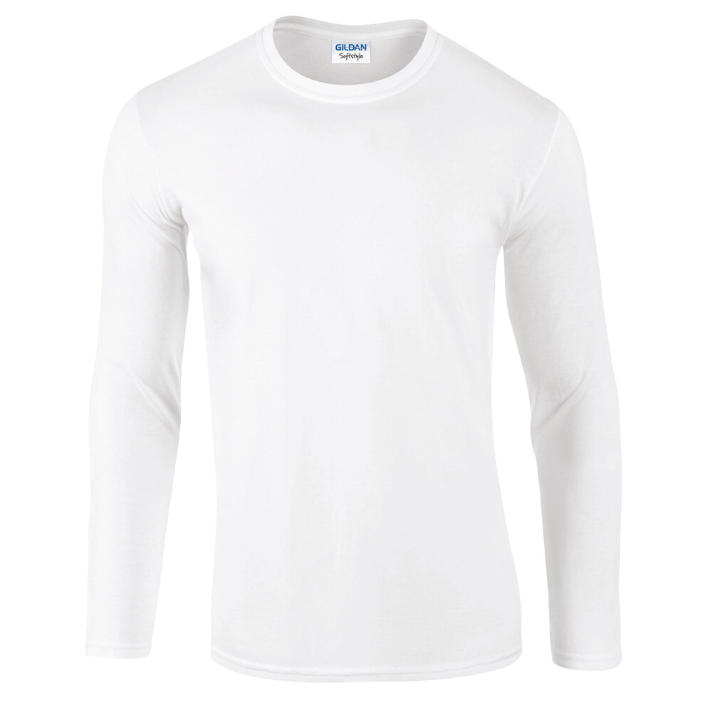 Gildan (3Xl, White) Unisex Adult Softstyle Long-Sleeved T-Shirt