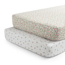 Delta Children Fitted Crib Sheets - Crib Sheet for Standard Crib and Toddler Mattresses - 28x52 Inch (Pack of 2), Pink Floral