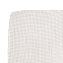 Little Unicorn Lenzuolo per Culla Premium | Tessuto Muslin Super-Morbido e Traspirante (Gingham Beige)