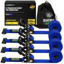 Rhino USA E Track Ratchet Spanbanden (4.500lb Breeksterkte) - Inclusief (4) Premium 2" x 16' eTrack Spanbanden