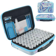 LIRUNQIU Opbergdozen voor Diamond Painting, 60 Slots Accessoires en Gereedschappen voor Organisator(Blauw)