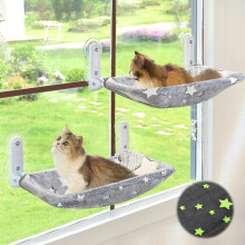 Zoratoo 2PC Katvenster Hangmat, Glow in The Dark Draadloos Vouwbaar Bed met Stevig Metaal
