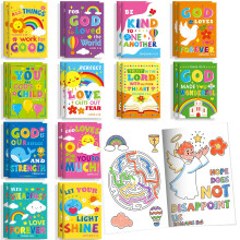BenLouis 24 Pcs Bible Verses Mini Coloring Books Kids Christian Party Favors Small Activity Books Bulk for Kids Sunday School Religious Church Goodie
