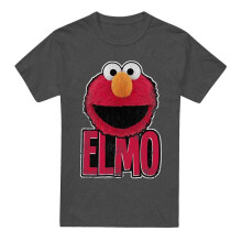 (L, Charcoal) Sesame Street Unisex Adult Elmo Smile T-Shirt