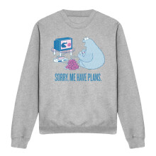 (L, Athletic Heather) Sesame Street Unisex Adult Me Have Plans Cookie Monster Sweatshirt