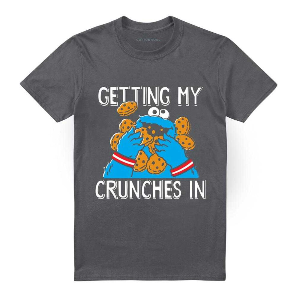 Sesame Street (M, Charcoal) Unisex Adult Cookie Monster T-Shirt Multicoloured