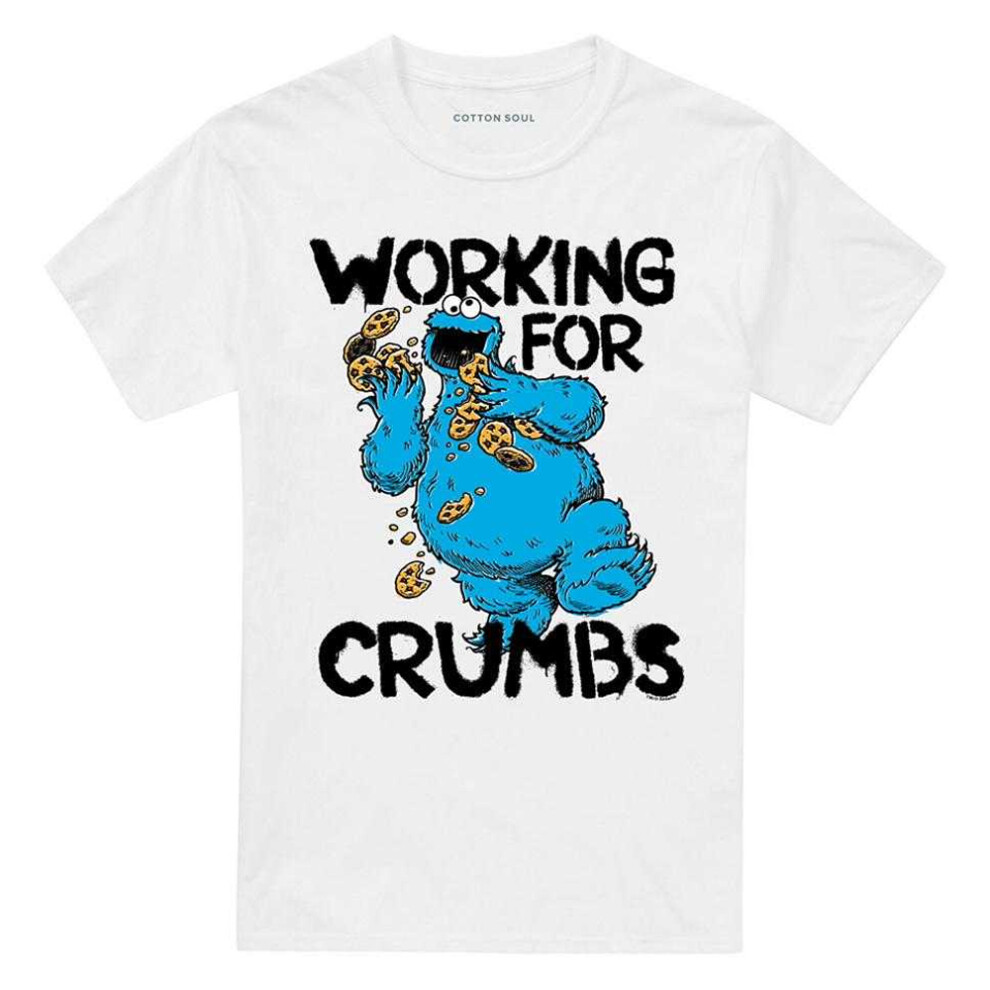 Sesame Street (Xl, ) Unisex Adult Cookie Monster T-Shirt White