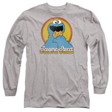 (XL, Athletic) Sesame Street Unisex Adult Cookie Monster Layered Heather Long-Sleeved T-Shirt
