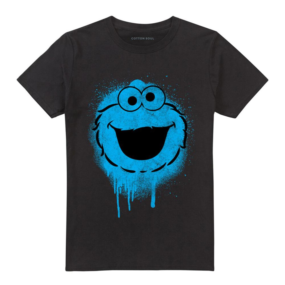 Sesame Street (Xxl, ) Unisex Adult Cookie Monster Graffiti T-Shirt Black