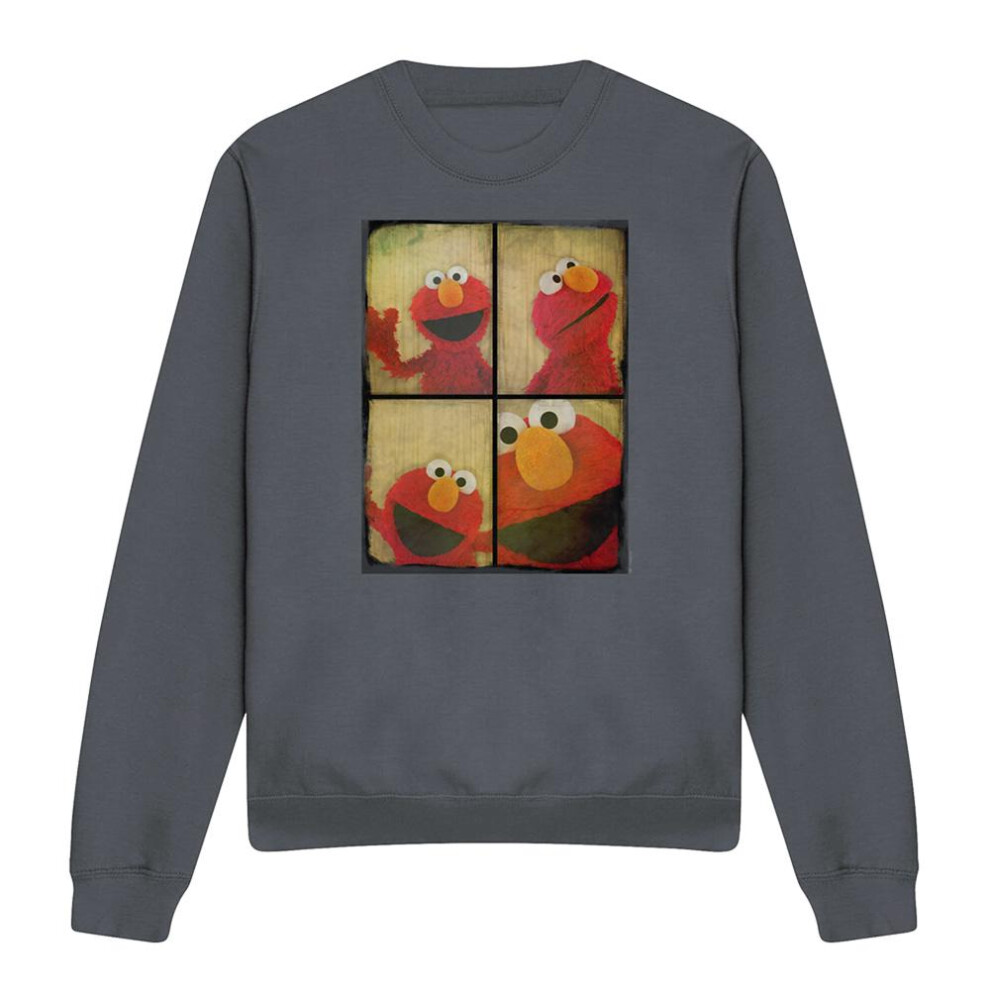 Sesame Street (Xl, Charcoal) Unisex Adult Elmo Photobooth Sweatshirt Multicoloured
