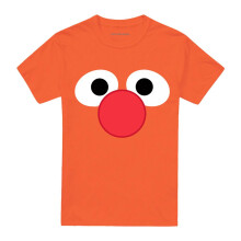 (L, Orange) Sesame Street Unisex Adult Ernie Eyes T-Shirt
