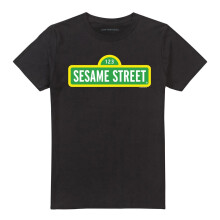 (XL, Black) Sesame Street Unisex Adult Logo T-Shirt