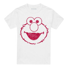 (S, White) Sesame Street Unisex Adult Elmo Mono T-Shirt