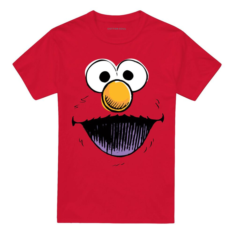 Sesame Street (4Xl, ) Unisex Adult Retro Elmo Sketch T-Shirt Red