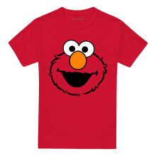 (S, Red) Sesame Street Unisex Adult Elmo Face Ringspun Cotton T-Shirt