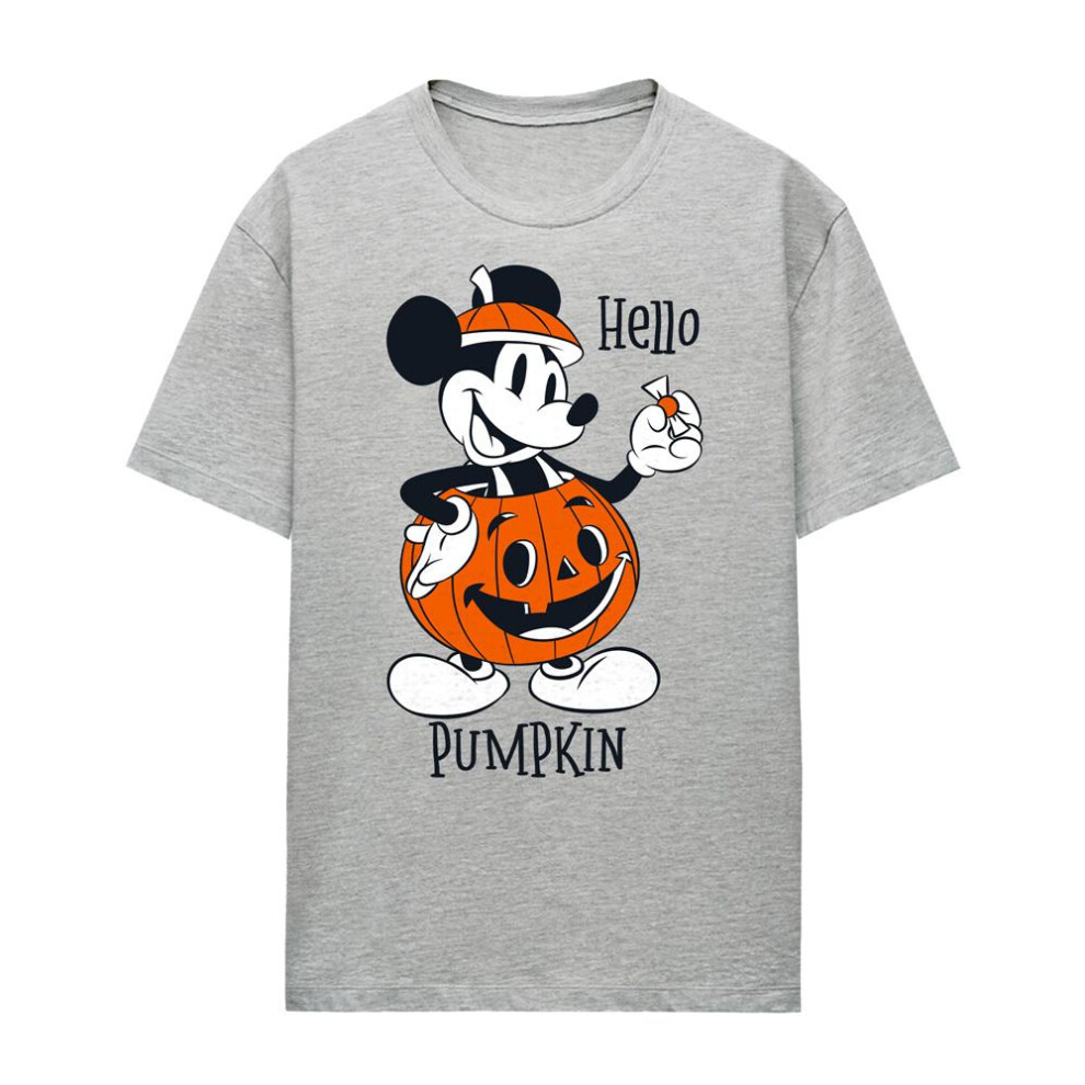 Disney (Xxl, Athletic) Womens/Ladies Hello Pumpkin Mickey Mouse Heather T-Shirt