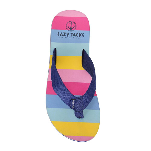 Lazy Jacks Girls Block Stripe Flip Flops 2