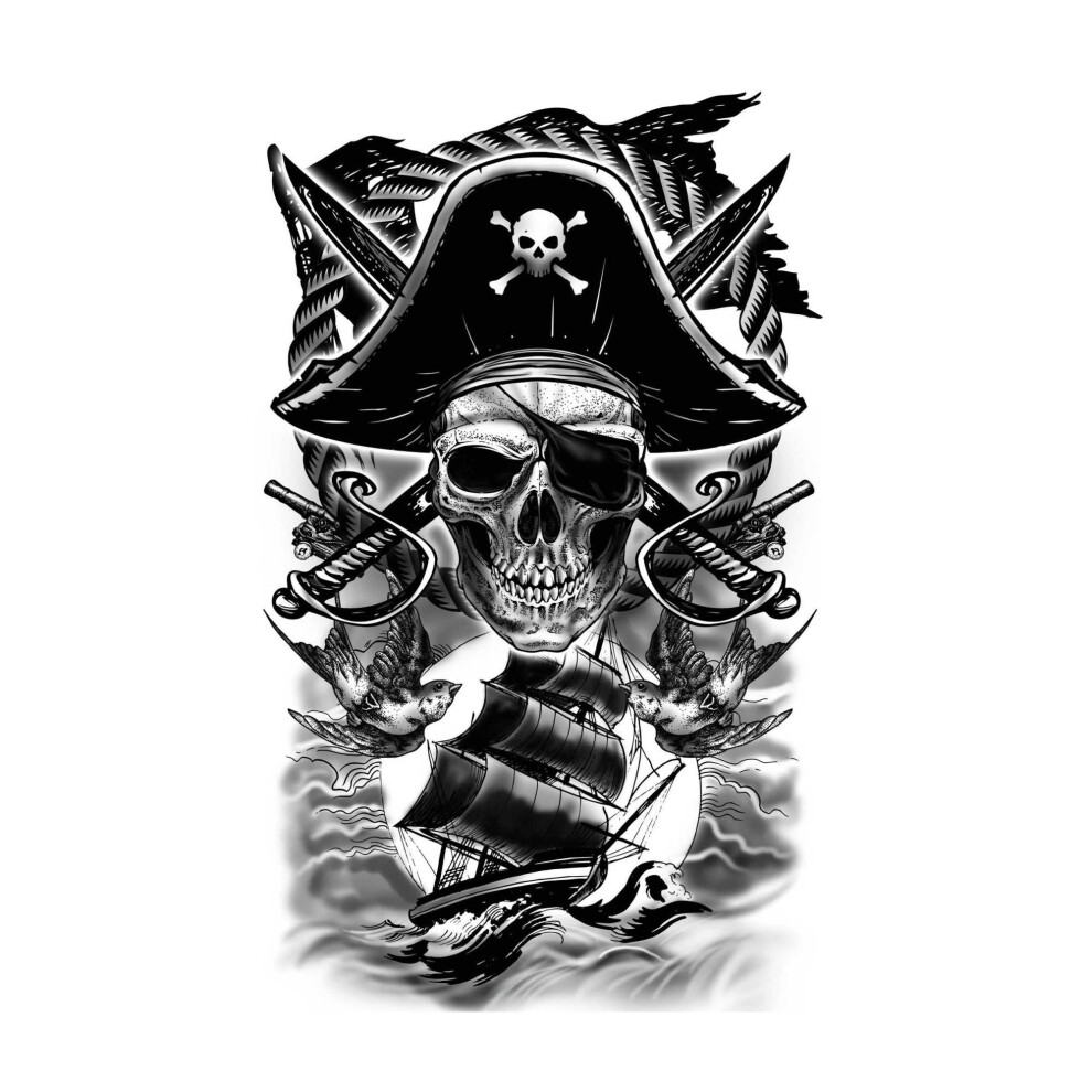 Fiestas Guirca Pirate Temporary Tattoo Black