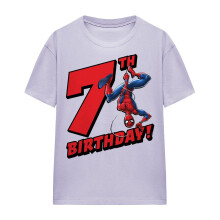 (6-7 Years, Lavender) Spider-Man Childrens/Kids 7th Birthday T-Shirt