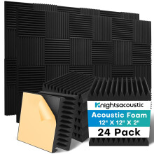Knightsacoustic 24er Set schalldämpfende Schaumstoffpaneele, 12x12x2, selbstklebend