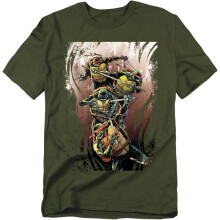 (XXL, Military Green) Teenage Mutant Ninja Turtles Unisex Adult Earthy Rainbow Warriors T-Shirt