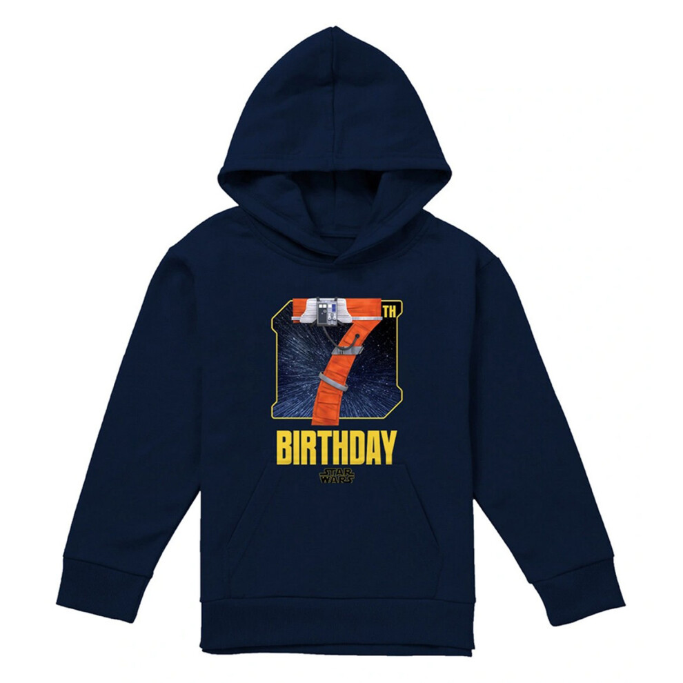 Star Wars (9-11 Years, Navy) Childrens/Kids Xwing Pilot Space 7Th Birthday Hoodie