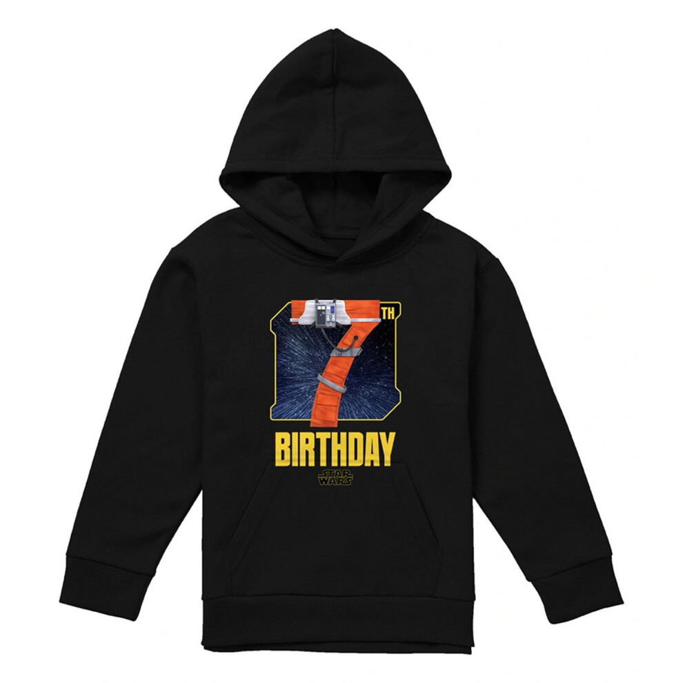 Star Wars (7-8 Years, Black) Childrens/Kids Xwing Pilot Space 7Th Birthday Hoodie