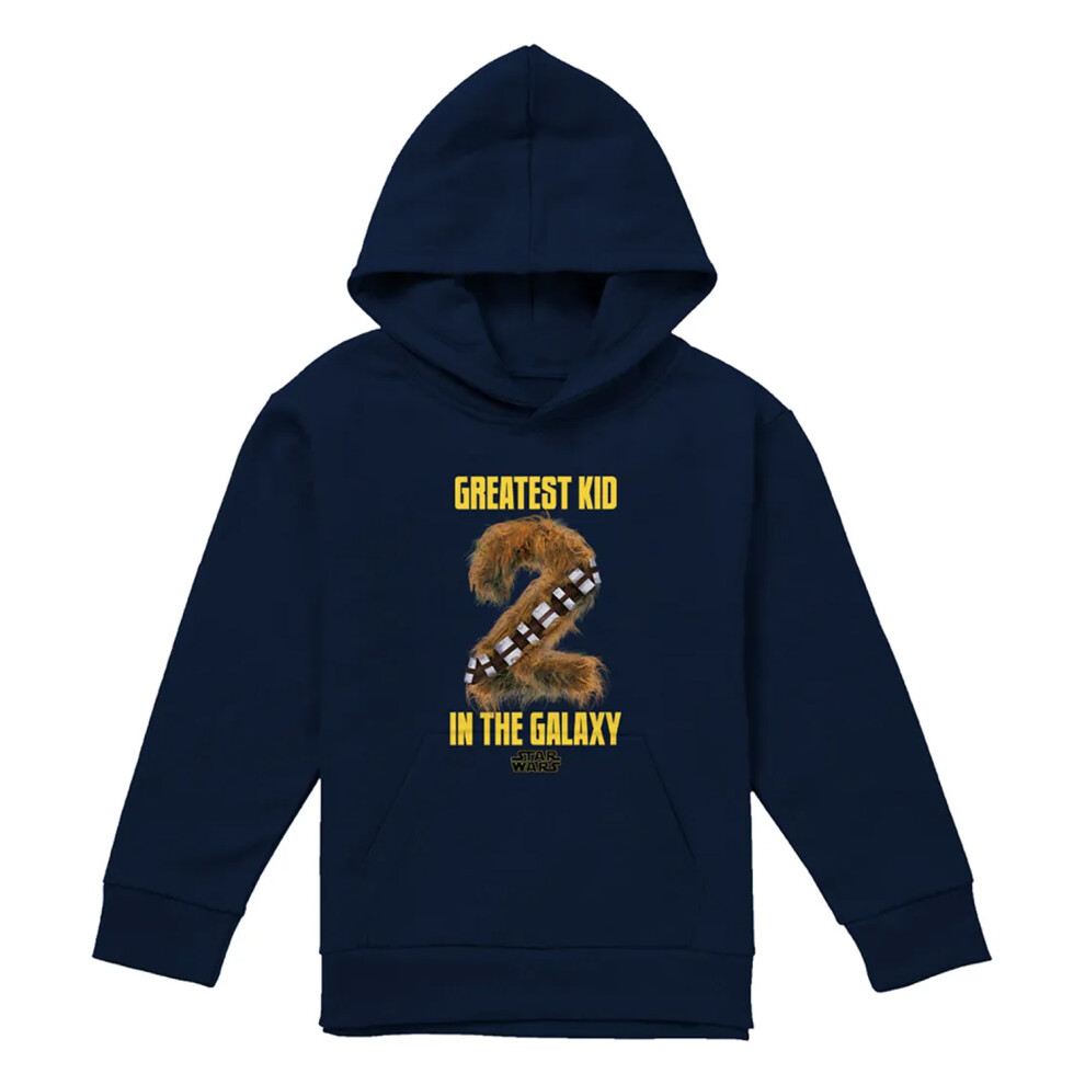 Star Wars (12-13 Years, Navy) Childrens/Kids Greatest Kid In The Galaxy Chewbacca Hoodie Blue,Multicoloured