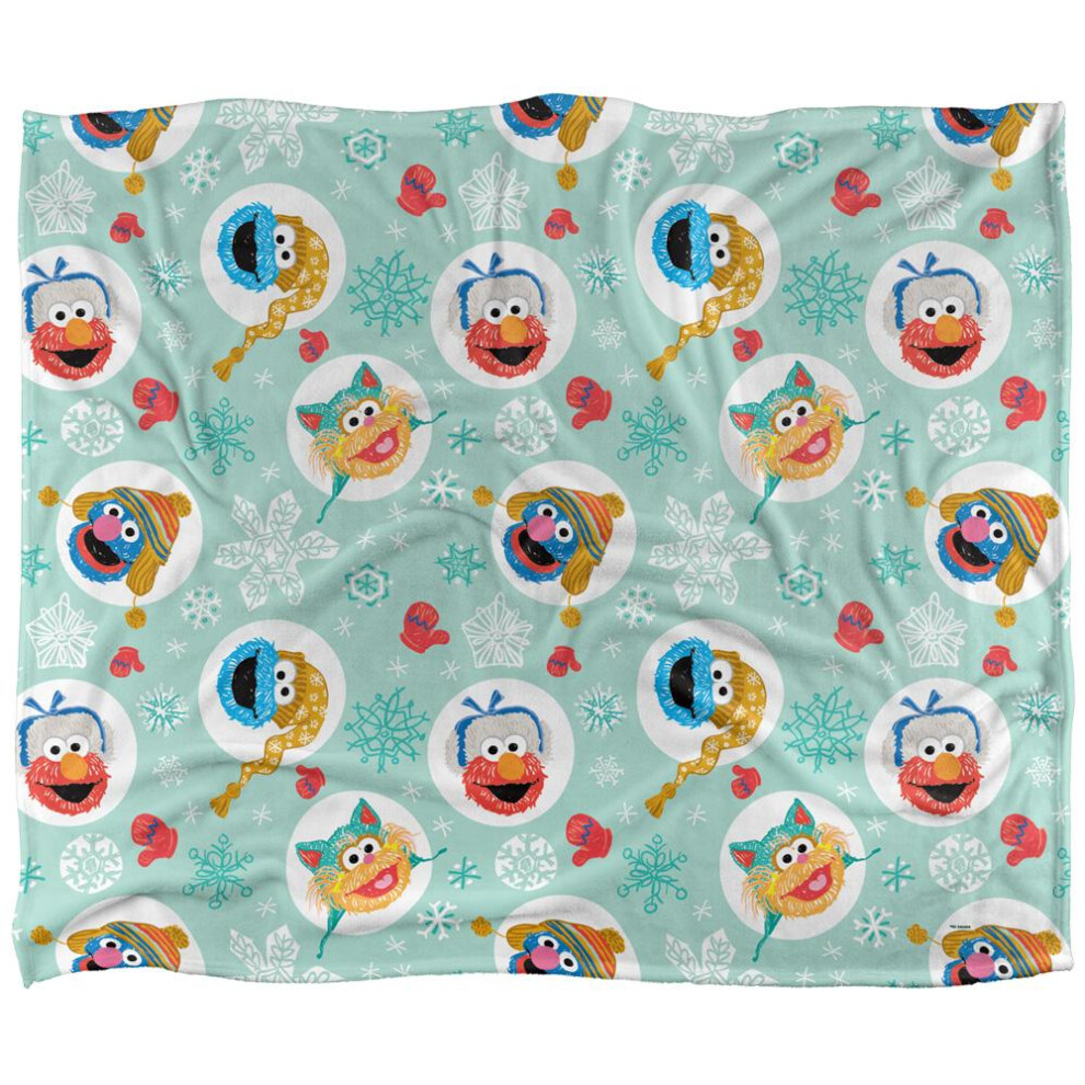 Sesame Street Silky Character Heads Festival Supersoft Blanket Multicoloured