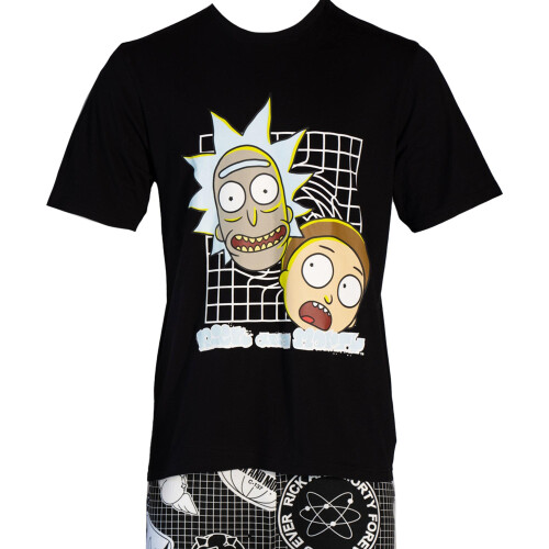 Rick And Morty (M, Black/White) Rick And Morty Mens Grid Pyjama Set 2