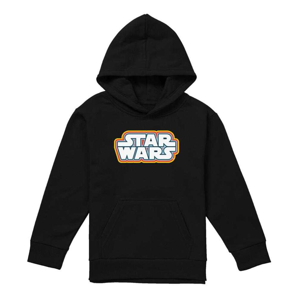 Star Wars (5-6 Years, Black) Childrens/Kids Retro Logo Outline Hoodie