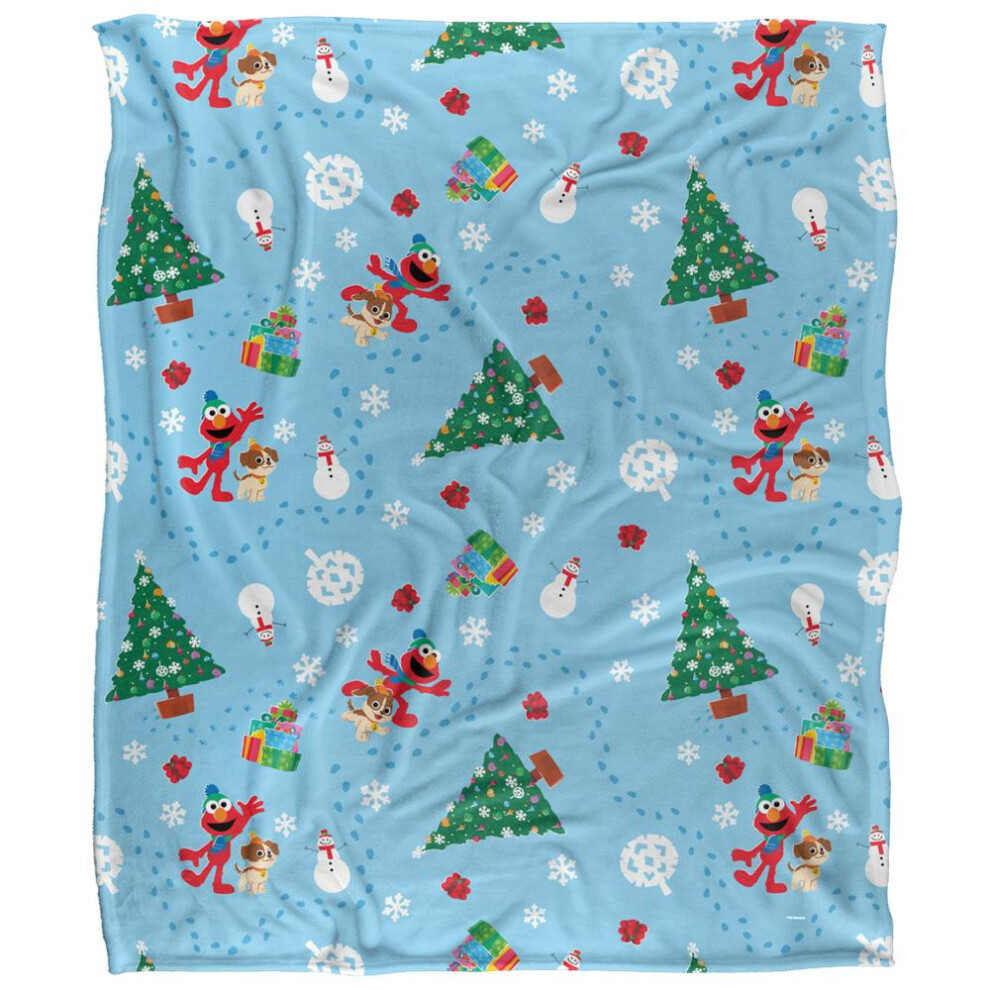 Sesame Street Silky Footprint Holiday Supersoft Blanket Multicoloured