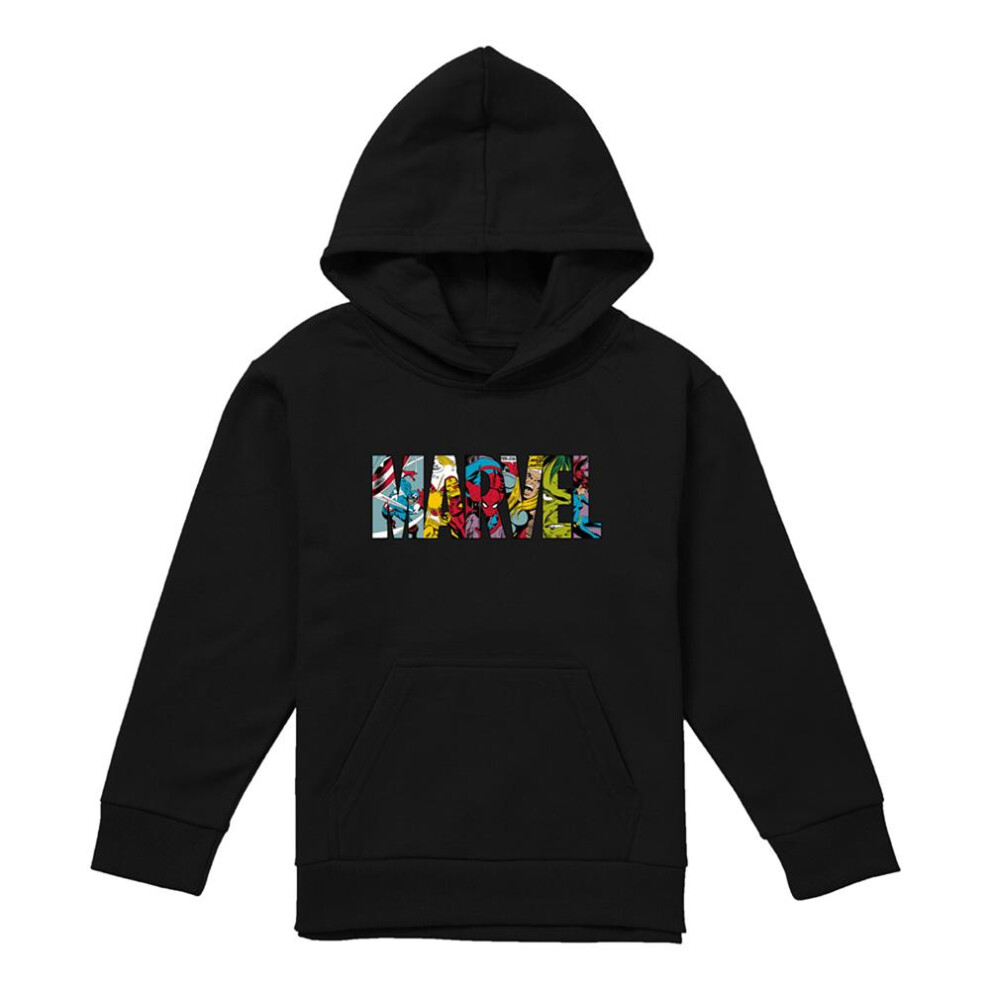 Marvel (12-13 Years, ) Childrens/Kids Characters Logo Pullover Hoodie Black