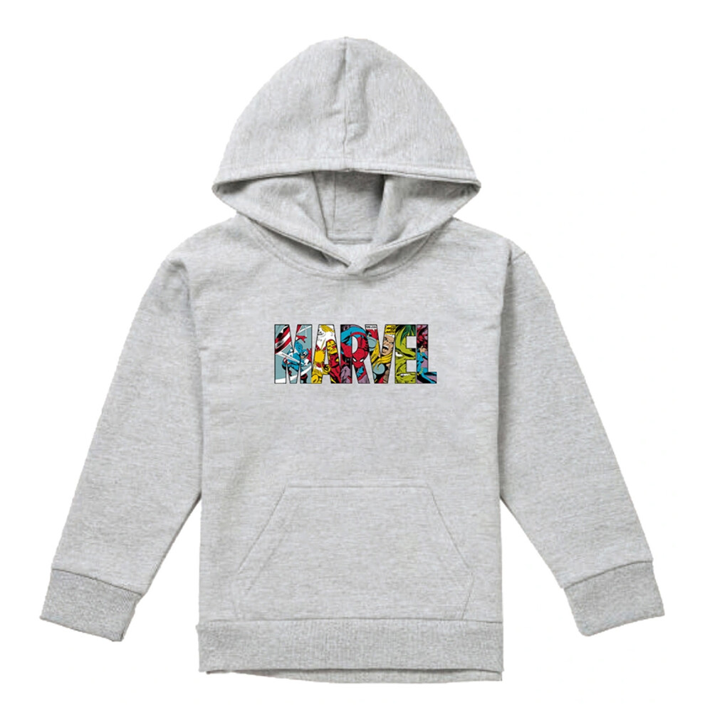Marvel (5-6 Years, Athletic Heather) Childrens/Kids Characters Logo Pullover Hoodie Multicoloured
