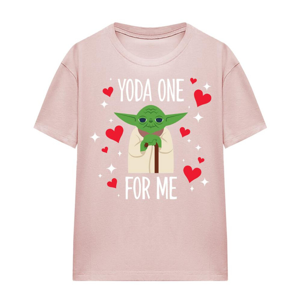 Star Wars (L, ) Womens/Ladies One For Me Baby Yoda Valentine's Day T-Shirt Pink
