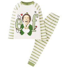 (5-6 Years, White/Green) Elf Childrens/Kids Raglan Long-Sleeved Long Pyjama Set
