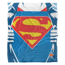 (50in x 60in, Blue/White) Superman Silky Chest Logo Supersoft Blanket
