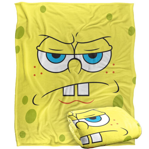 SpongeBob SquarePants SpongeBob SquarePants Silky Angry Face Supersoft Blanket 1