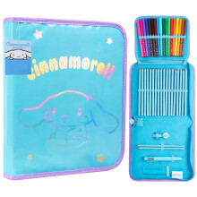 Hello Kitty Sanrio Pencil Case Kids Colored Pencils Markers Kawaii Kuromi Stationery Gifts for Kids (Blue Cinnamoroll)