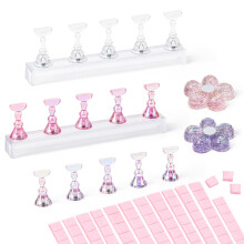 AIMEILI Nail Stand for Press On Nails, Fake Nail Holder for Painting Nails, Solid Acrylic Nail Display Stand for Nail Practice with Reusable Putty