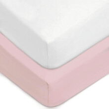 American Baby Company 2 Pack Lenzuola per Culla 28" x 52", Microfibra Ultra Morbida, Bianco/Rosa, per Bambini